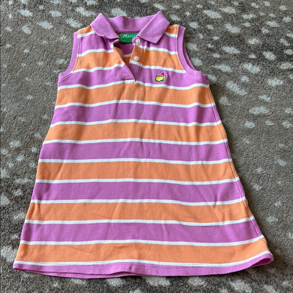 Munsingwear Sleeveless Polo Dress - Pink & Orange Stripes